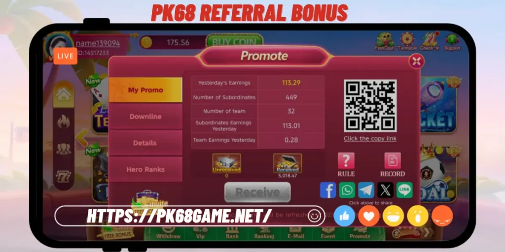 PK68 Game Referral Bonus